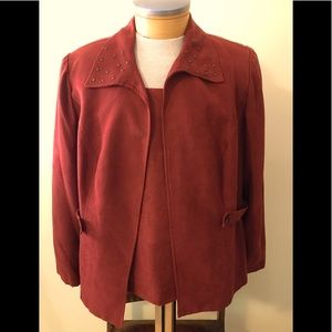 Studio I Rust Color Micro Suede Jacket Set with Matching Tank Top
